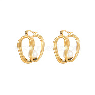 304 Stainless Steel Hoop Earrings, with Imitation Pearl Beads, Real 18K Gold Plated, 23x21mm(UN9328-1)