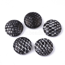 Imitation Leather Cabochons, with Aluminum Bottom, Flat Round, Platinum, Black, 15x5mm(WOVE-S118-18J)