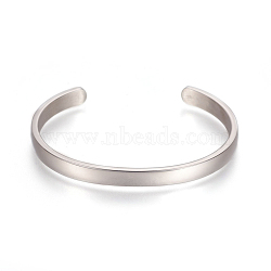304 Stainless Steel Cuff Bangles, Stainless Steel Color, 2-1/4x1-5/8 inch(5.7x4cm), 6mm(STAS-I110-10-6mm-P)