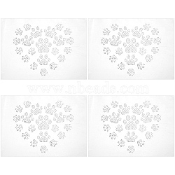 Heart with Paw Print Glass Hotfix Rhinestone, Iron on Appliques, Costume Accessories, for Clothes, Bags, Pants, Crystal, 190x210mm(FIND-WH0420-127)