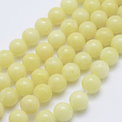 Natural Mashan Jade Round Beads Strands, Dyed, Light Yellow, 4mm, Hole: 1mm, about 98pcs/strand, 15.7 inch(X-G-D263-4mm-XS06)