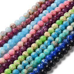 Synthetic Imperial Jasper Dyed Beads Strands, Round, Mixed Color, 6mm, Hole: 1.4mm, about 60~62pcs/strand, 14.72''~15.28''(37.4~38.8cm)(G-D077-A01-01)