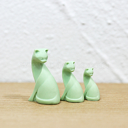 3 Sizes Resin Cat Miniature Ornaments, for Desk Living Room Home Garden Decoration, Light Green, 14~23x9~14x5~9mm, 3pcs/set(MIMO-PW0002-01B)
