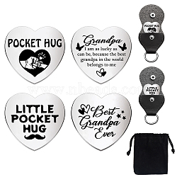 Heart Double-Sided Engraved Stainless Steel Commemorative Decision Maker Coin Set, Pocket Hug Coin, Inspirational Quote Coin, with Velvet Cloth Drawstring Bags, Word, 25x25x2mm(AJEW-GL0002-02A)