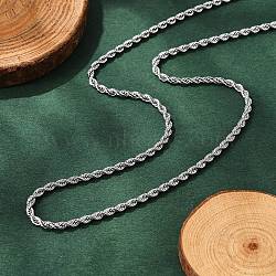 Non-Tarnish 304 Stainless Steel Rope Chain Necklaces, with Lobster Claw Clasps, Stainless Steel Color, 17.7 inch(45cm), 2.3mm(X-NJEW-F226-03P-03)