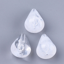 Acrylic Beads, Imitation Gemstone, teardrop, Clear & White, 25.5x17.5mm, Hole: 2mm(X-OACR-S028-038)