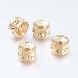 304 Stainless Steel Beads Rhinestone Settings, Column, Golden, 8x5mm, Hole: 1.8mm; fit for 3mm rhinestone(STAS-E474-53D-G)