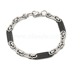 Two Tone 201 Stainless Steel Oval Link Chain Bracelet, 304 Stainless Steel Clasps, Black, 8-5/8 inch(21.9cm), Wide: 7.5mm(BJEW-B078-23BP)