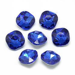 Pointed Back Glass Rhinestone Cabochons, Faceted, Back Plated, Square, Cornflower Blue, 12x12x5mm(RGLA-T032-12x12mm-12)