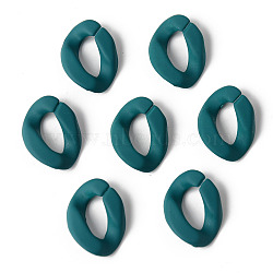 Rubberized Style Acrylic Linking Rings, Quick Link Connectors, For Curb Chains Making, Oval, Teal, 18x12x4.5mm, Inner Diameter: 10x5mm(OACR-N011-002A-02)