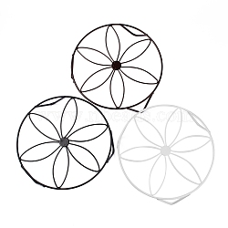 Nbeads 3Pcs 3 Colors Flat Round with Flower Pattern Iron Display Decorations, for Garden Plant Supports, Mixed Color, 240x70mm, 1pc/color(AJEW-NB0002-99)