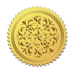 Self Adhesive Gold Foil Embossed Stickers, Medal Decoration Sticker, Floral Pattern, 5x5cm(DIY-WH0211-347)