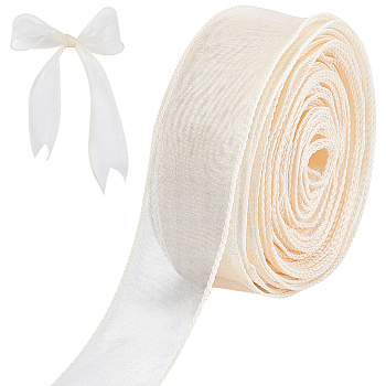 Polyester Ribbon, for Flower Gift Packing or Costume Decoration, Old Lace, 1-5/8 inch(40mm), about 10m/roll