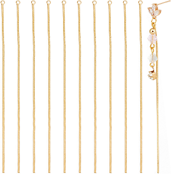 20Pcs Brass Snake Chain Tassel Pendants, Real 18K Gold Plated, 97x2.5x1mm, Hole: 1.6mm