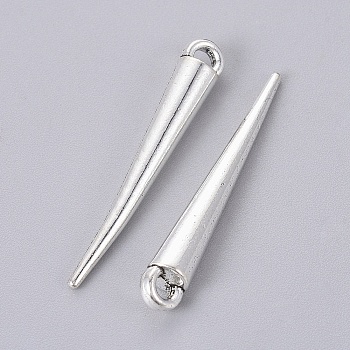 Tibetan Style Alloy Spike Pendants, Cadmium Free & Nickel Free & Lead Free, Antique Silver, 34x4.5x4.5mm, Hole: 3mm, about 645pcs/1000g