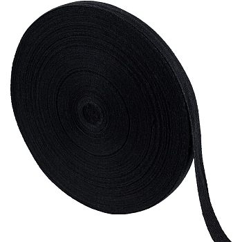 Cotton Ribbons, Herringbone Ribbon, for Jewelry Making, Black, 5/8 inch(15mm), 45m/roll