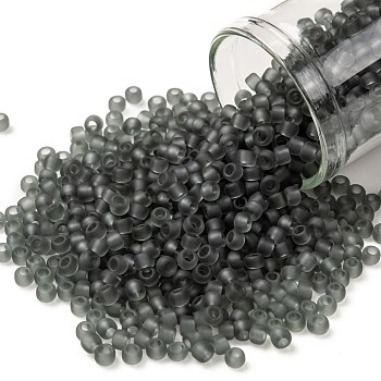 TOHO Round Seed Beads, Japanese Seed Beads, (9BF) Black Diamond Transparent Matte, 8/0, 3mm, Hole: 1mm, about 222pcs/bottle, 10g/bottle