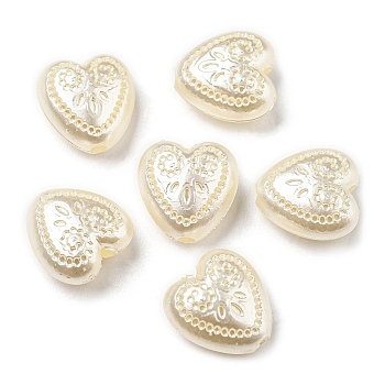 ABS Imitation Pearl Beads, Heart, 11.5x11x6mm, Hole: 1.8mm