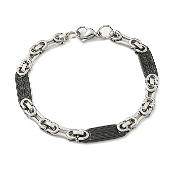 Two Tone 304 Stainless Steel Oval Link Chain Bracelet, Black, 8-5/8 inch(21.9cm), Wide: 7.5mm