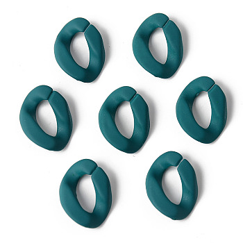 Rubberized Style Acrylic Linking Rings, Quick Link Connectors, For Curb Chains Making, Oval, Teal, 18x12x4.5mm, Inner Diameter: 10x5mm