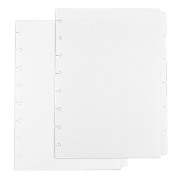 Plastic Index Tab Divider Sheets for Discbound Notebooks, Binder Accessories, Rectangle, White, 210x157x0.3mm, 6pcs/set