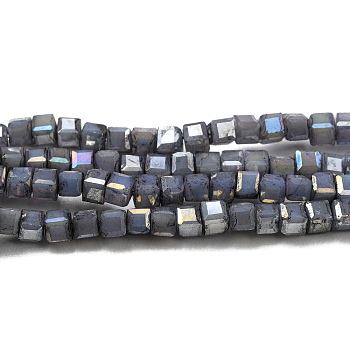 Baking Painted Glass Beads Strands, Imitation Jaed, AB Color, Faceted, Cube, Dark Slate Gray, 2.5x2.5x2.5mm, Hole: 0.8mm, about 191~193pcs/strand, 18.11~18.50 inch(46~47cm)