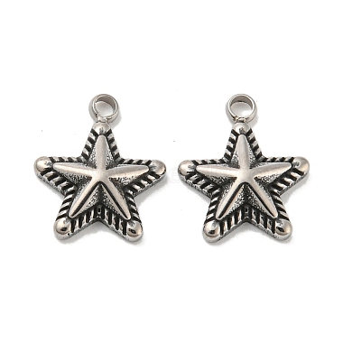 Antique Silver Star 304 Stainless Steel Charms