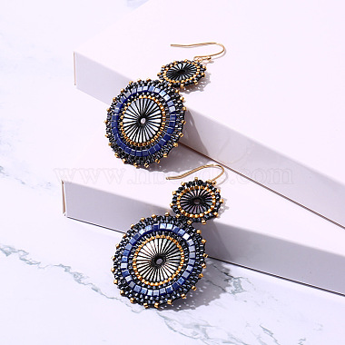 Glass Seed Braided Dangle Earrings for Women(FIND-PW0024-17A)-3