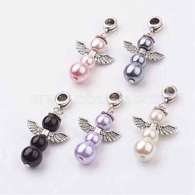 45mm Mixed Color Angel & Fairy Alloy+Glass Dangle Beads
