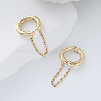 304 Stainless Steel Cuff Earrings, Cable Chain Tassel, Golden, 16x15mm(RC5988)