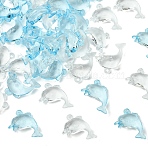 50Pcs 2 Colors Transparent Acrylic Pendants, Dolphin, Mixed Color, 18x27mm, 25pcs/color(MACR-YW0004-33)
