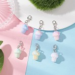 UV Plating Acrylic Mushroom Pendant Decorations, Alloy Lobster Claw Clasps Charms for Bag Ornaments, Mixed Color, 32~33mm(HJEW-JM03393)