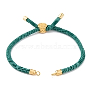 Nylon Cords Bracelet Makings Fit for Connector Charms, with Golden Brass Tree Slider Beads, Long-Lasting Plated, Light Sea Green, 8-5/8 inch(22cm), Hole: 1.9mm(AJEW-P116-01G-23)