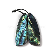 2Pcs Natural Abalone Shell/Paua Shell Pendants, Geometric Charms, Wing, 37x13x3mm, Hole: 1mm(SHEL-A005-01A)