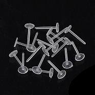 Plastic Stud Earring Findings, Flat Round, Clear, 4.5~5mm, Pin: 0.8mm(KY-R011-01)
