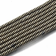 Electroplate Non-magnetic Synthetic Hematite Beads Strands, Flat Round/Disc, Pale Goldenrod, 2x1mm, Hole: 0.8mm, about 450~456pcs/strand, 15.75 inch~15.94 inch(40cm~40.5cm)(G-T114-58-02)