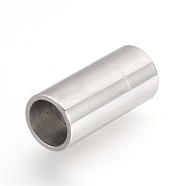304 Stainless Steel Magnetic Clasps with Glue-in Ends, Column, Stainless Steel Color, 22x10mm, Hole: 8mm(STAS-Q211-39)