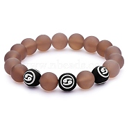 Natural Grey Agate Round Beaded Stretch Bracelet, Constellation Gemstone Jewelry for Women, Cancer, Inner Diameter: 2 inch(5.2cm), Beads: 10mm(BJEW-SW00077-11)