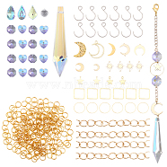 DIY Suncatcher Making Kits, including Glass Teardrop, Metal S-Hook Clasps, Moon & Star Pendant/Links, Platinum & Golden(DIY-CA0005-45)