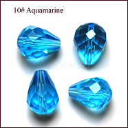Imitation Austrian Crystal Beads, Grade AAA, Faceted, Drop, Deep Sky Blue, 8x10mm, Hole: 0.9~1mm(SWAR-F062-10x8mm-10)
