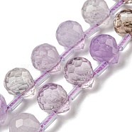 Natural Ametrine Beads Strands, Faceted, Top Drilled, Teardrop, 10x8mm, Hole: 1mm, about 38pcs/strand, 15.55~16.142''(39.5~41cm)(G-H297-B15-02)