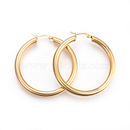 201 Stainless Steel Big Hoop Earrings, with 304 Stainless Steel Pin, Hypoallergenic Earrings, Ring Shape, Golden, 52x50x5mm, 4 Gauge, Pin: 1mm(EJEW-A052-19F-G)