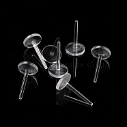 Plastic Flat Round Stud Earring Findings, Clear, 6mm, pin: 1mm(KY-P007-N01)