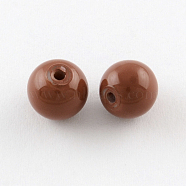 Painted Glass Bead Strands, Baking Paint, Round, Sienna, 10mm, Hole: 1.3~1.6mm, about 80pcs/strand, 31.4 inch(DGLA-S071-10mm-B42)