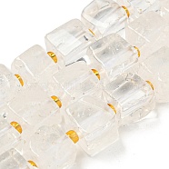 Natural Quartz Crystal Beads Strands, Rock Crystal Cube, with Seed Beads, 8~9x8~9x8~9mm, Hole: 1mm, about 38pcs/strand, 15.12''(38.4cm)(G-G053-B15-01C)