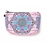 Polyester Tarp Zip Cosmetic Pouches, Rectangle with Flower Pattern, Pink, 14.4x21.7x2.1cm(ABAG-G010-04B)