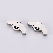304 Stainless Steel Beads, Laser Cut, Pistol, Stainless Steel Color, 10x14x3mm, Hole: 1.5mm(STAS-T052-36P)