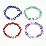 Natural Gemstone Beads Bracelets, with Brass Magnetic Clasp and Rhinestone, Nuggets, 8-1/8 inch(20.5cm)(BJEW-O162-B)