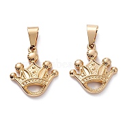 304 Stainless Steel Pendants, Crown, Golden, 22.5x20.5x3.5mm, Hole: 8x4.5mm(STAS-J036-149G)