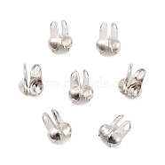 Rack Plating Brass Bead Tips, Cadmium Free & Lead Free, Platinum, 6.5x3.5mm, Hole: 1mm and 1.2, Inner Diameter: 2.5mm(KK-P274-02C-P)